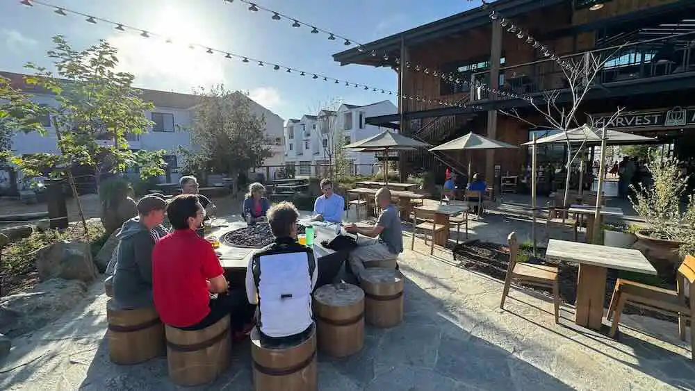 Group of people meet at Fox Point Farms in Encinitas, CA